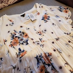 Torrid White Floral Babydoll Top